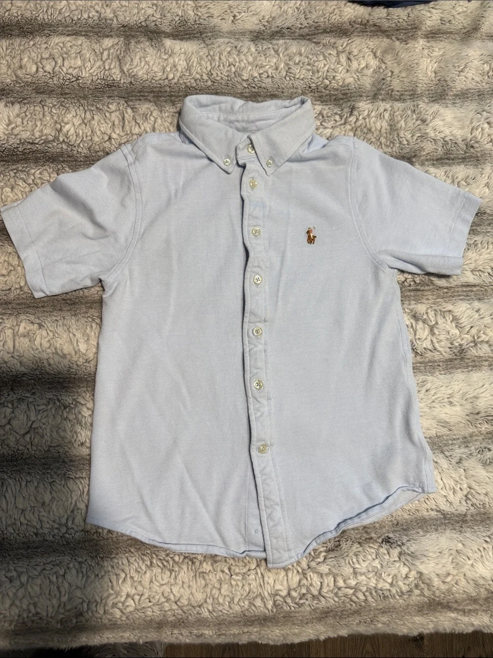 Ralph Lauren Light Blue Short-Sleeve Button-Down Oxford Shirt - Kids